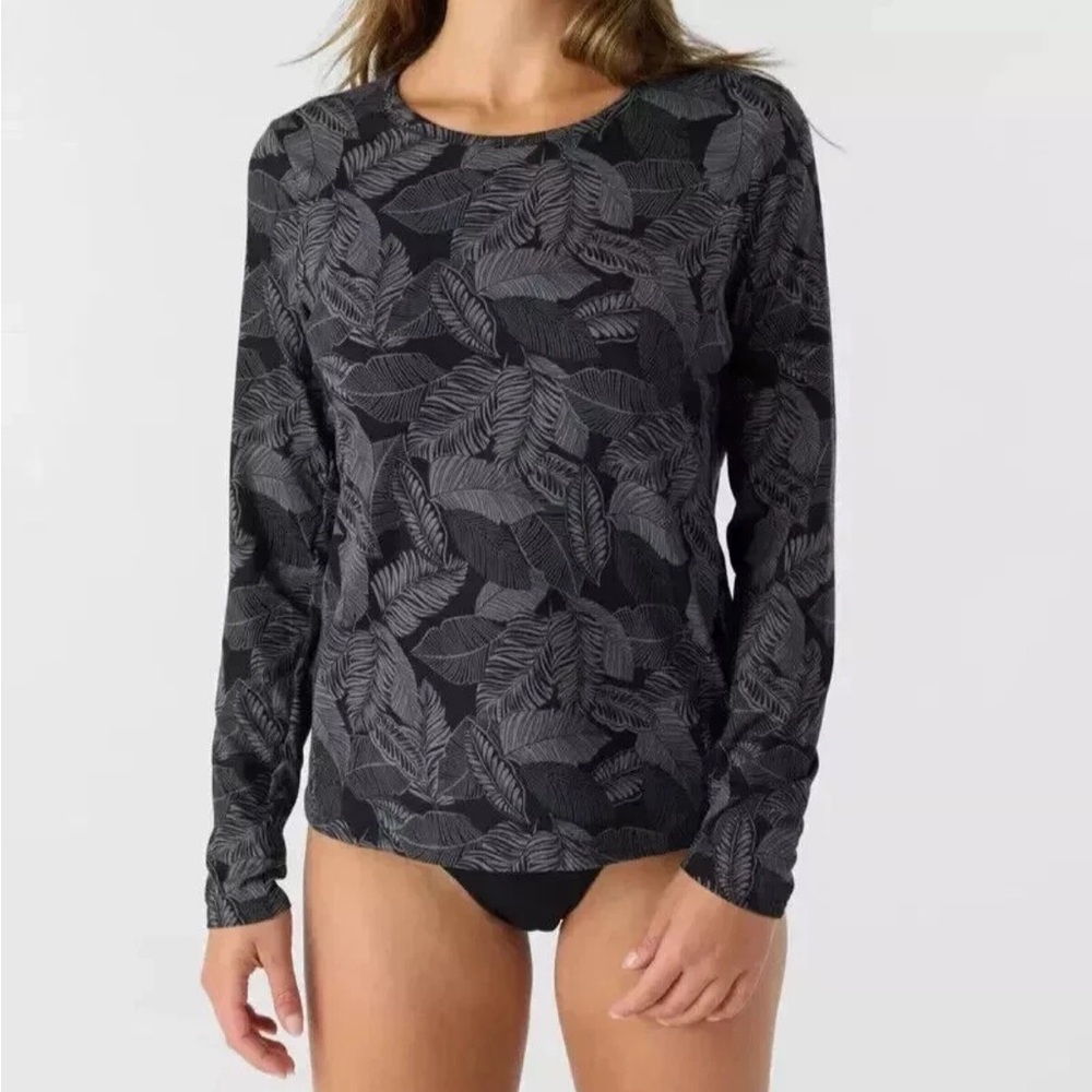 Hang Ten Sunray Long Sleeve‎ Sun Shirt Size Large Black and Gray